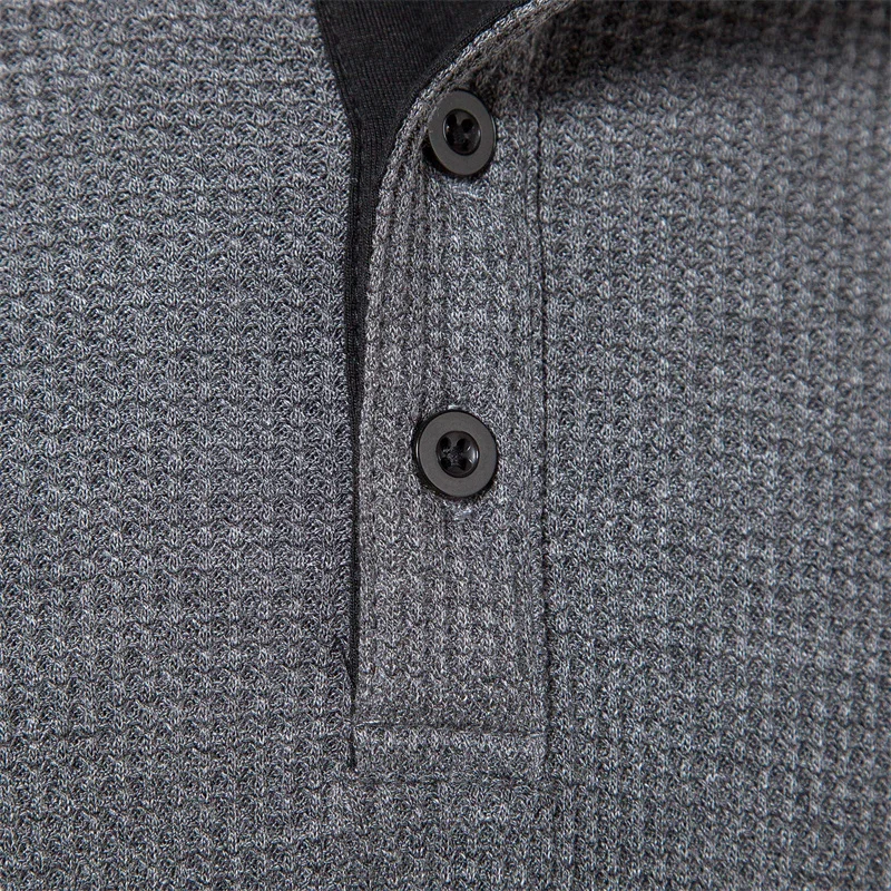 Fashion Waffle Cotton T Shirt Men 2024 Autumn New Slim Fit Long Sleeve Henley Tshirt Men Streetwear Casual Solid Color T-Shirt - Image 5