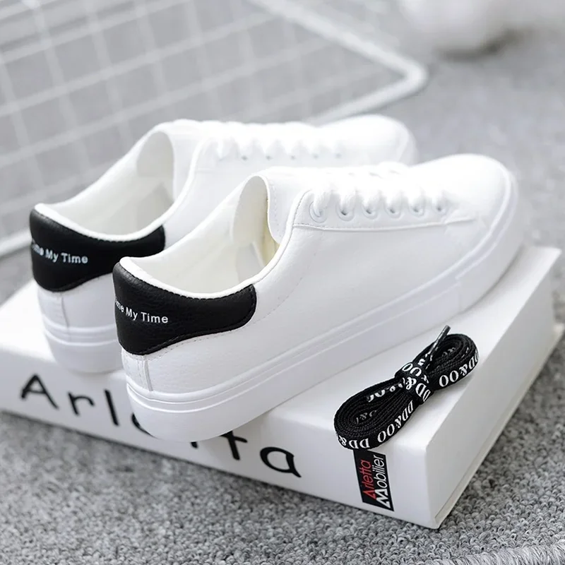 Women Sneakers 2024 Fashion Breathble Vulcanized Shoes Pu Leather Platform Shoes White Lace Up Casual Shoes Zapatos Mujer - Image 3