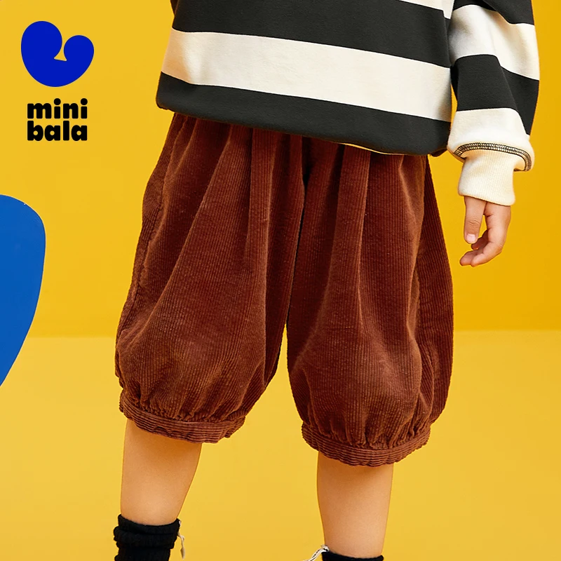 Mini Bala Boys and Girls Shorts Soft Corduroy Pumpkin Lantern Pants Baby Lightweight Casual Shorts - Image 2