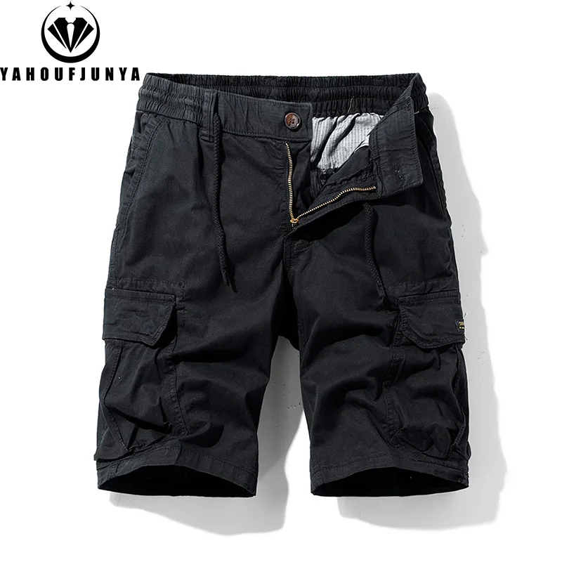 Men Summer Solid Color Outdoor Leisure Cargo Comfortable Shorts Men Elastic Waist Loose Straight High-Quality Design Shorts Male - Image 5