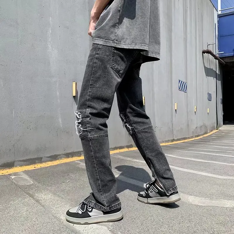 2023 Y2K Fashion Stretch Slim Ripped Jeans Pants For Men Clothing Ankle Zipper Vintage Skinny Biker Denim Trousers Ropa Hombre - Image 4