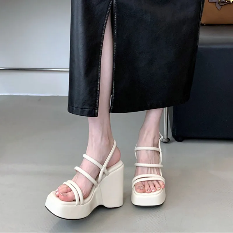High Quality Wedge Chunky Platform Sandals Women Sexy Ankle Strap Buckle Roman Sandals Summer Beach Shoes Sandalias De Mujer - Image 6