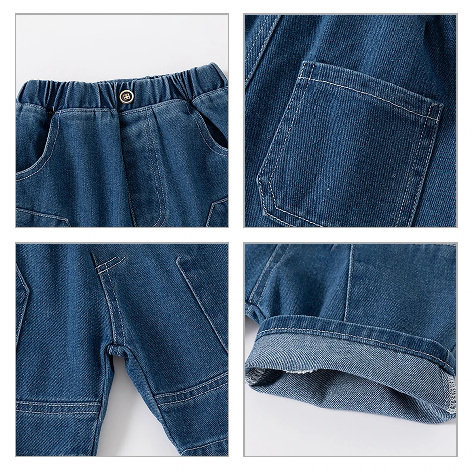 Boys Summer Jean Shorts Solid Color Fashion Trendy Cropped Pants Kids Denim Shorts Elastic Waist Casual children's Short Pants - Image 6