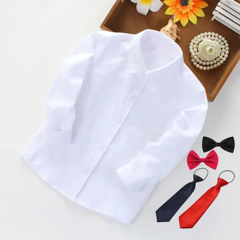Children Party Performance Shirt Baby Toddler Teen Clothes School Uniform Boys Shirts Black White Long Sleeve Blouse Kids Tops - Image 5