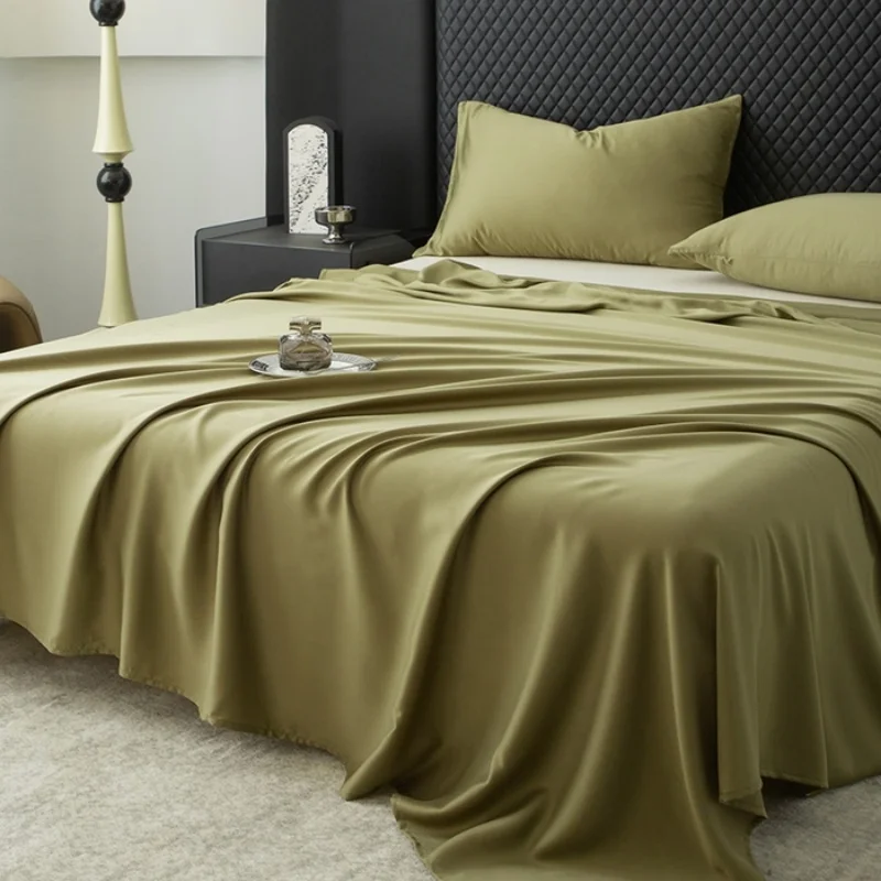 US Full Size Top Sheet Eucalyptus Fiber Flat Sheet Olive Green Summer Cool Feeling Mattress Cover Bed Sheet Linens 205*243cm - Image 2