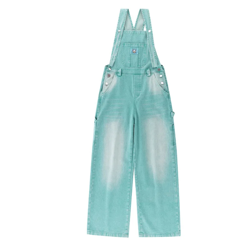 summer teen girls water washed punk wide leg jumpsuit junior kids loose slimming casual Cowboy overalls 4-14 child ropa trousers - Image 6