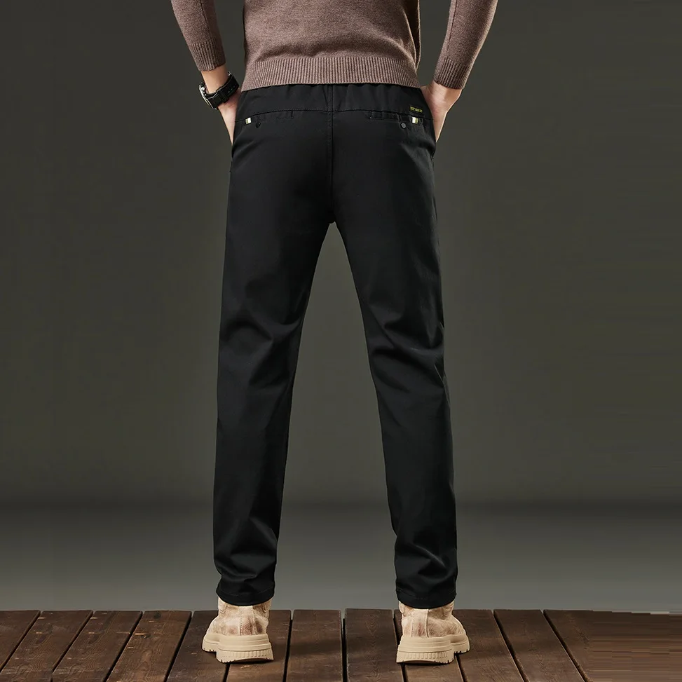 Threeproof Men's Pants Straight Fit Cotton Casual Trousers Male Elastic Waist Stretch Spring Antifouling Work Business Oil Proof - Image 4