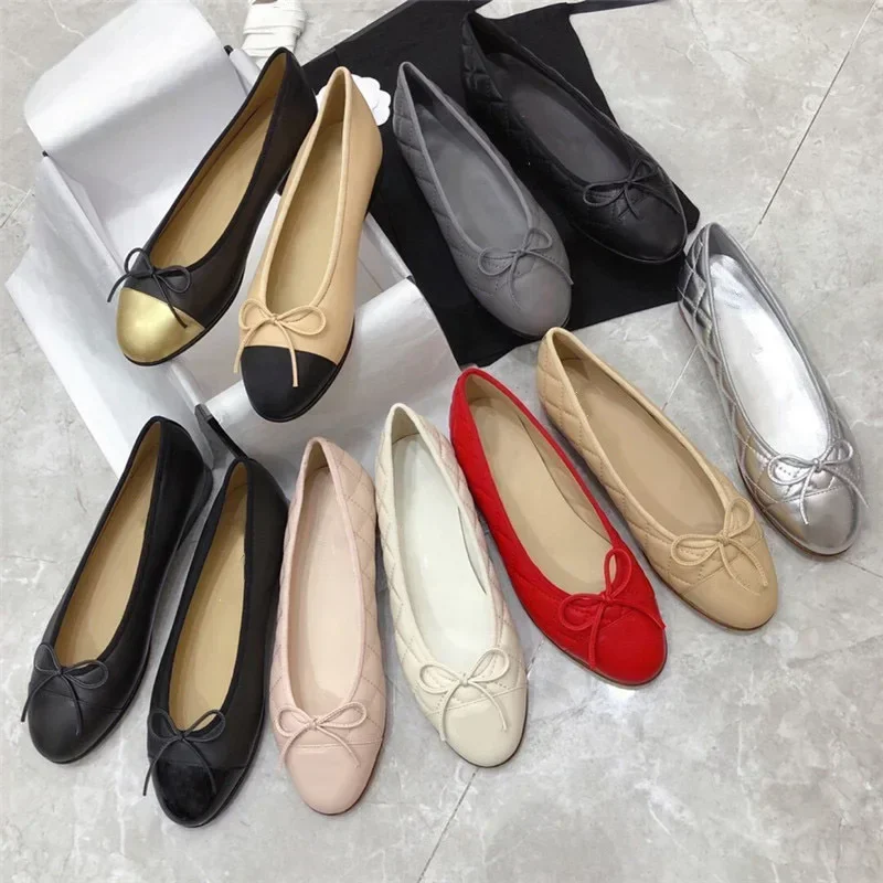 2025 Spring New Round Head Bow Flat Bottom Ballet Single Shoe Shallow Mouth Women's Shoe - Image 3