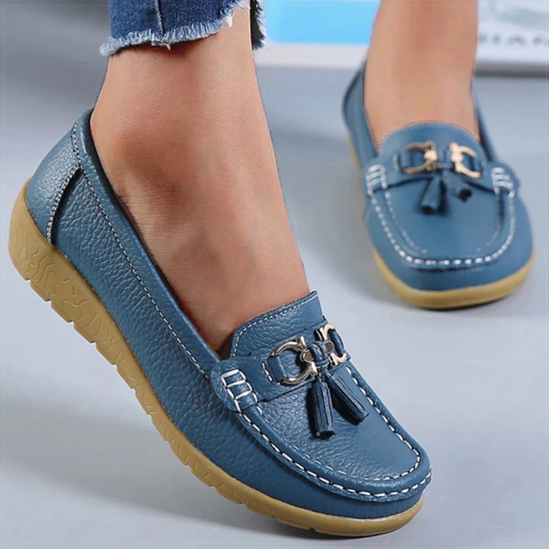 Women Shoes Nurse Loafers Shoes Classics Flats Zapatos Mujer Comfortable Flat Shoes Women White Casual Leather Women's Footwear - Image 2