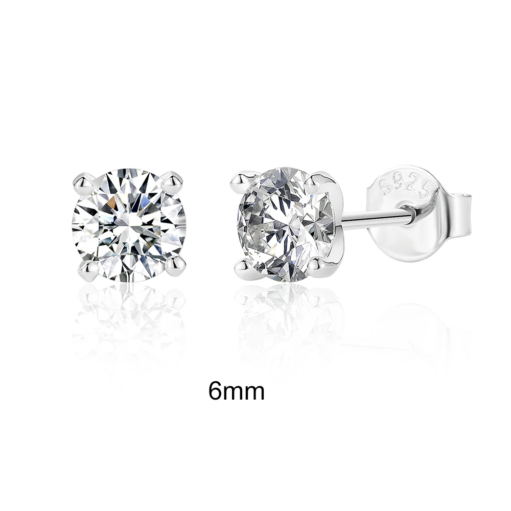 CANNER 0.5-1.2 Carat D Color Moissanite Ear Stud Earrings For Women 925 Sterling Silver Sparkling Piercing Earring Fine Jewelry - Image 3