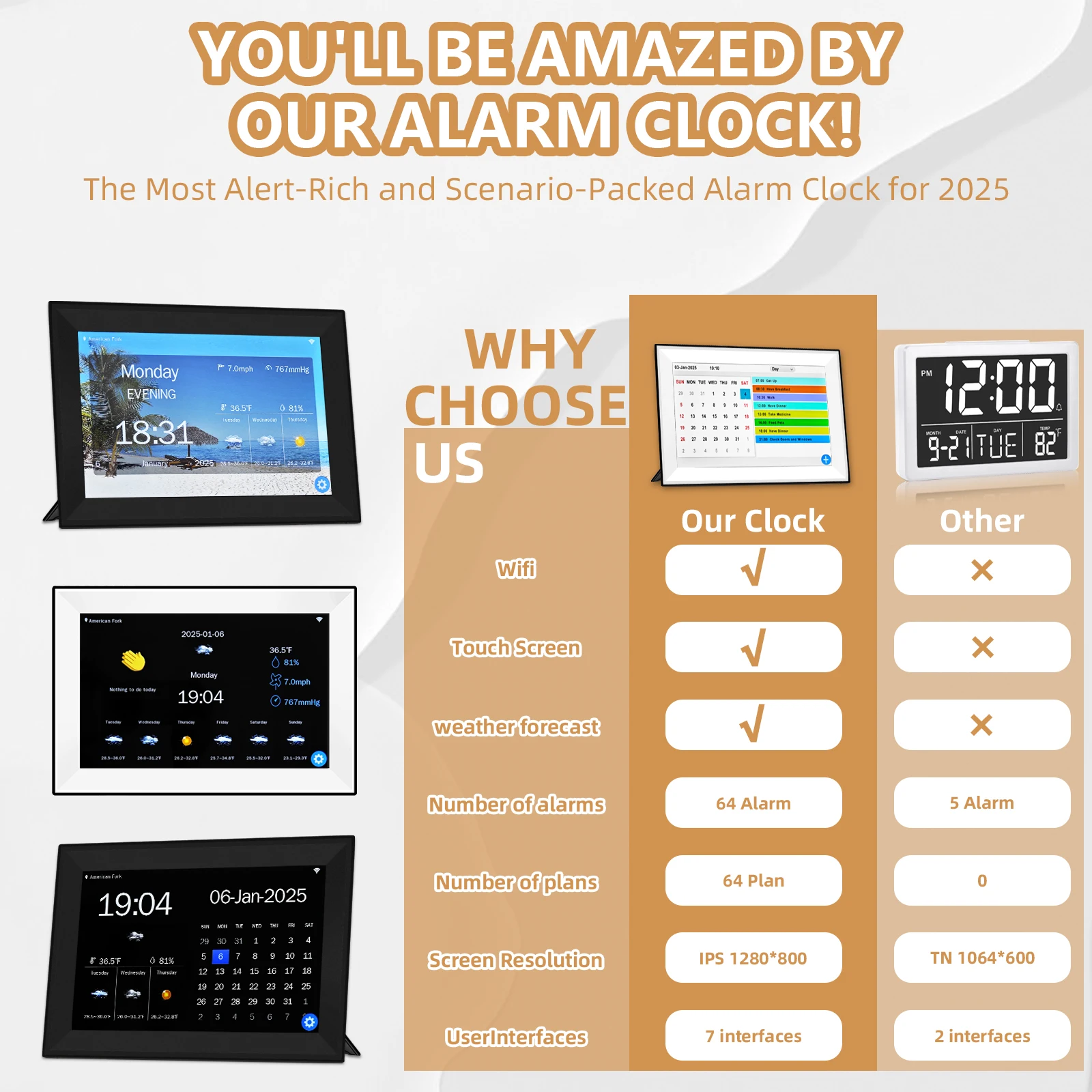 Digital Calendar Alarm Clock: 10.1-inch Calendar Chore Chart Smart Touchscreen Display for Family Schedules Great for Organizing - Image 4