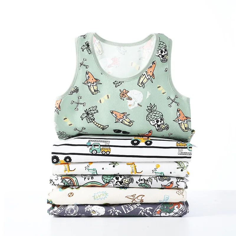 Boys Tank Tops Summer Sleeveless T-shirt for Kids Cartoon Print Teenager School Tops Cotton Toddler Undershirts Baby Tees - Image 3