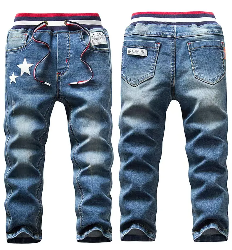 GFMY Brand 2021 Leisure Winter Black Plus Velvet Boys Jeans 3year -10 Years Keep warm Straight type Children's Pants 1905 - Image 3
