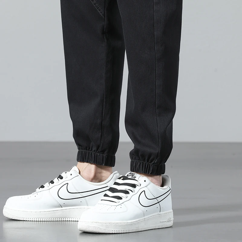 2024 Spring Summer Jeans Men Cotton Thin Beam Feet Harem Pants Elastic Drawstring Waist Light blue Joggers Trousers Male 28-38 - Image 5