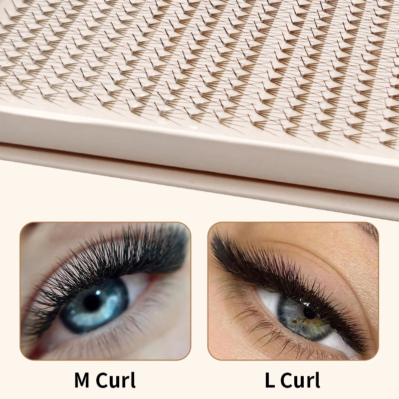600/1200 Fans Premade Volume Fan Mega Tray L M Curl Matte Ultra Dark Pointy Base Promade Fans Eyelash Extensions Makeup Tools - Image 2