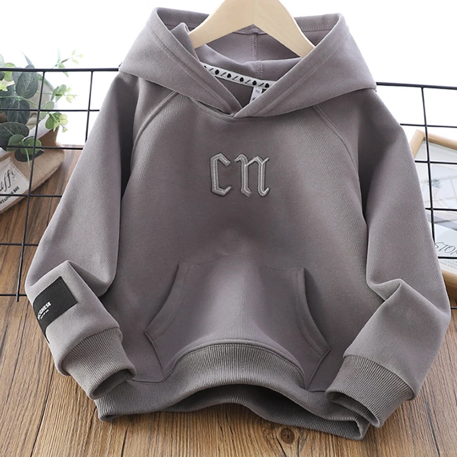 IYEAL 2025 Children's Clothing Kids Clothes Boys hoodies Embroidered Letters Tops Sweatshirt Outdoor Clothes for Children 4-14Y - Image 4