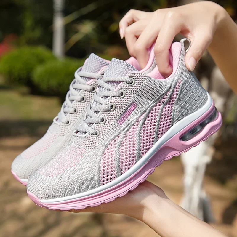 Pink Mesh Running Shoes for Women Comfortable Female Sports Training Sneakers Air Cushion Athlete Jogging Shoes Girl Big Size 42 - Image 2