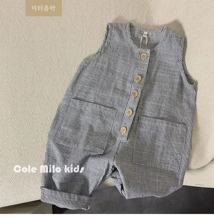 Kids Overalls Ankle Length Drawstring Loose Straight Striped Simple Fashionable Designable Comfortable Summer Kids Unisex - Image 5
