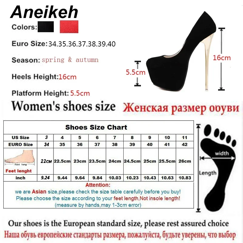 Aneikeh Big Size 41 42 43 44 45 Sexy Pumps Wedding Women Fetish Shoes High Heel Stripper Flock Pumps 16 cm Zapatos Mujer - Image 6