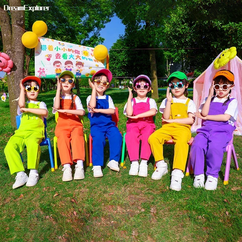 Boys Hip Hop Loose Colorful Overalls Girls Patchwork Dungaree Children Candy Color Jumpsuit Street Dance Romper Kids Streetwear - Image 6