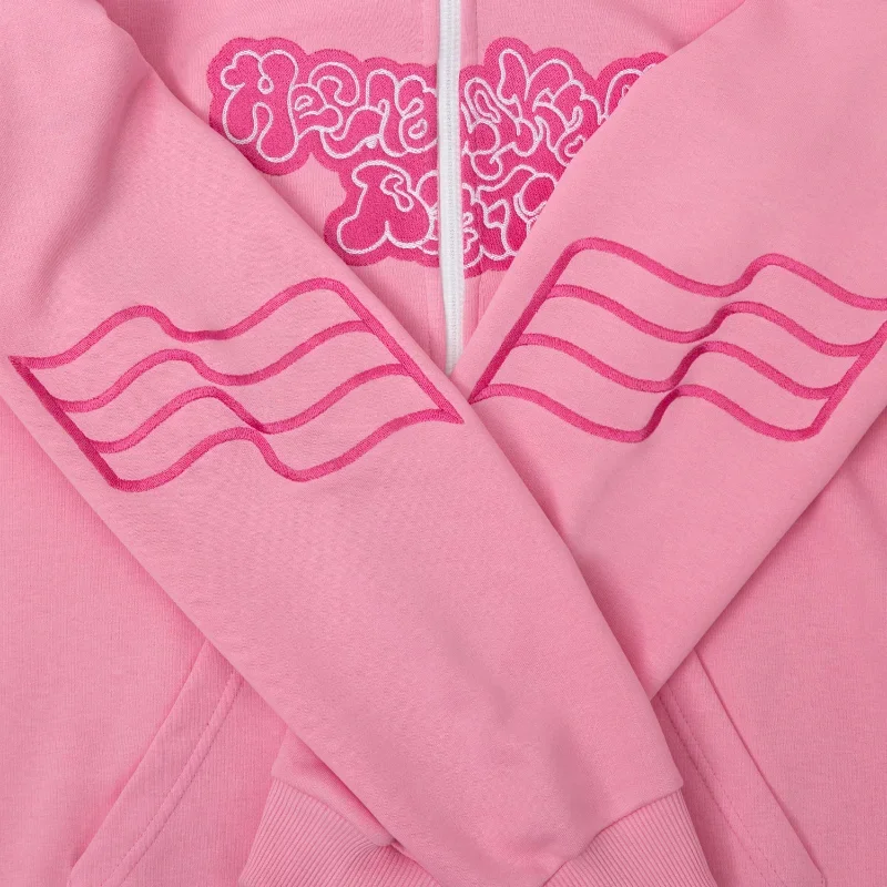 Kussia88 Y2K Zip Up Hoodie Men Women Trendy Art Embroidery Sweatshirt Fashion Harajuku Pink Oversized Streetwear Unisex Clothing - Image 3