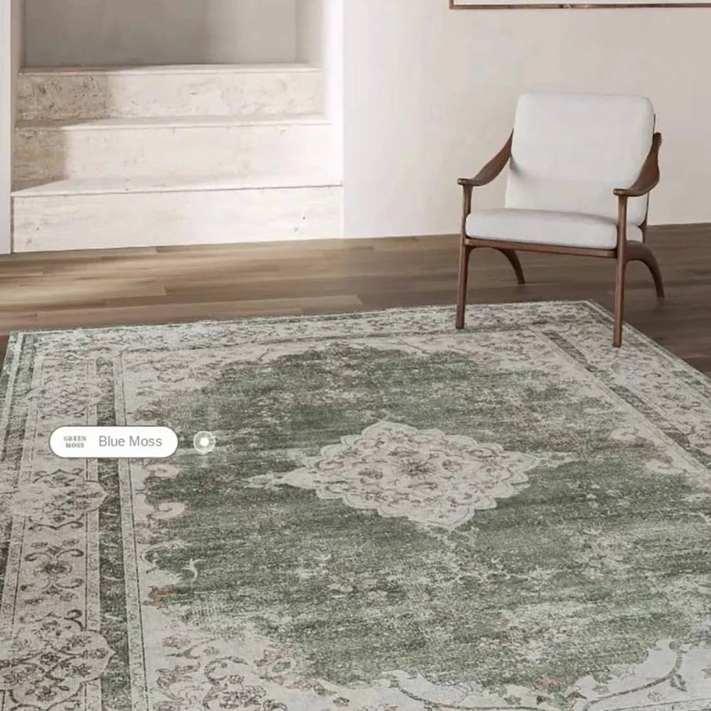 VIKAMA Bohemian Faux Wool Rug - Ultra-Thin, Stain-Resistant,Non-Slip Carpet for Study Room & Living Room,Soft Floor Mat Home Dec - Image 3