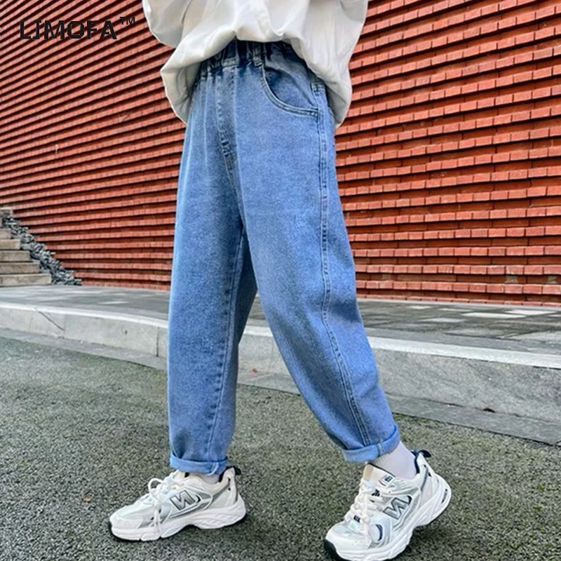 2024 Kids Boys Jeans Classic Black Blue Pants Streetwear Denim Jogger Pant Infant Boy Casual Bowboy Trousers4-10T джинсы детские - Image 4