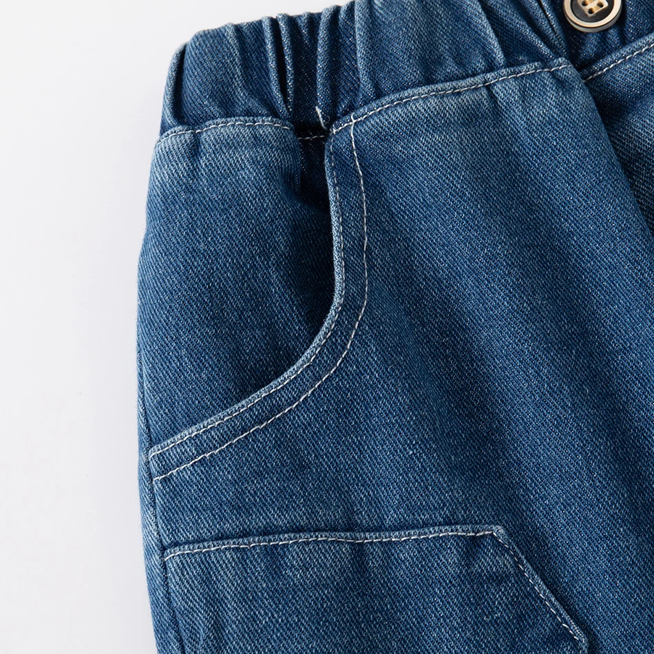 Boys Summer Jean Shorts Solid Color Fashion Trendy Cropped Pants Kids Denim Shorts Elastic Waist Casual children's Short Pants - Image 5
