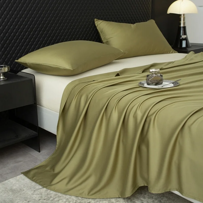 US Full Size Top Sheet Eucalyptus Fiber Flat Sheet Olive Green Summer Cool Feeling Mattress Cover Bed Sheet Linens 205*243cm - Image 3