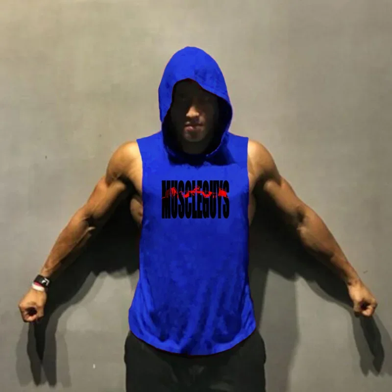 Gym Clothing Bodybuilding Stringer Hoodie Tank Top Muscle Shirt Fitness Men hooded undershirt Cotton workout Sleeveless shirt - Image 4