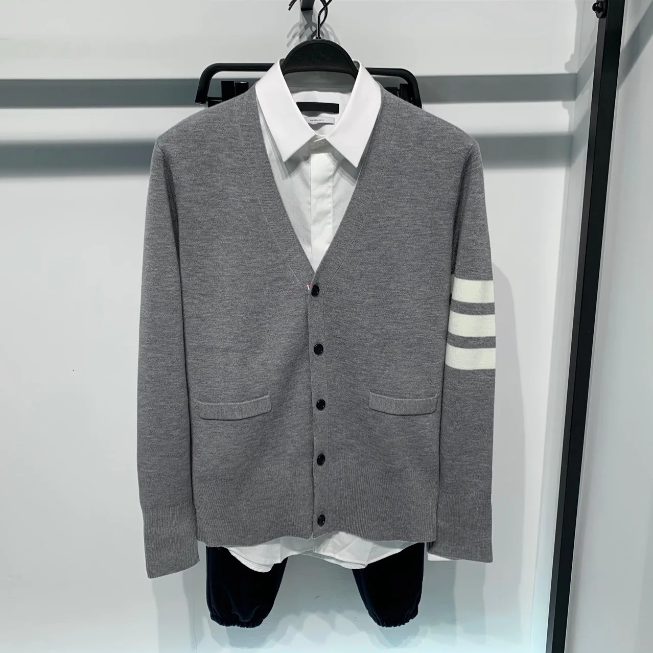 Spring Autumn Sweater Fashion Brand Men's Sweaters Cotton Stripes 3-Bar V-Neck Casual Cardigan Preppy Korean Style Women's Coats - Image 2