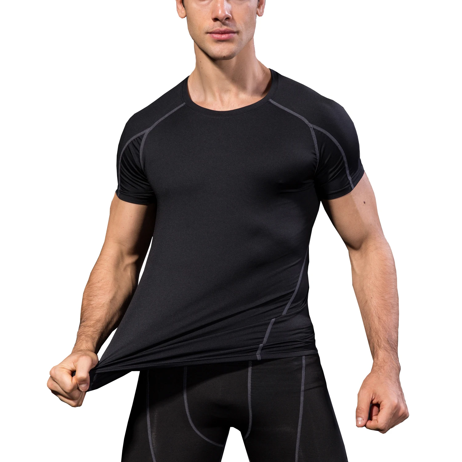 Quick Dry Running Shirt Men Fitness Sport Gym T-shirt Bodybuilding Gym Workout Short Sleeve T-shirt compression shirt men - Image 2
