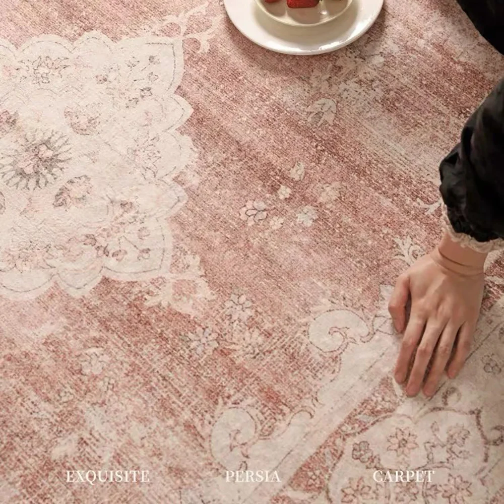 VIKAMA Bohemian Faux Wool Rug - Ultra-Thin, Stain-Resistant,Non-Slip Carpet for Study Room & Living Room,Soft Floor Mat Home Dec - Image 5