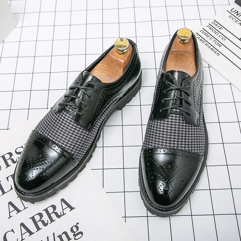 Men's Dress Oxford Brogue Derby Carved Fashion Business Male Designer Casual Leather Formal Loafers Suit Shoes for Men Footwear - Image 4