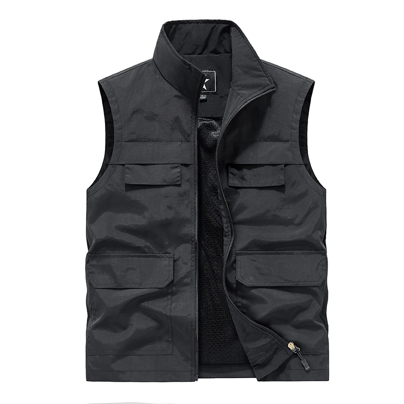 Summer Men Outdoor Cargo Breathable Sleeveless Vests Mens Fish Sport Multi Pocket Vests Coat Man Loose Casual Cardigan Waistcoat - Image 4