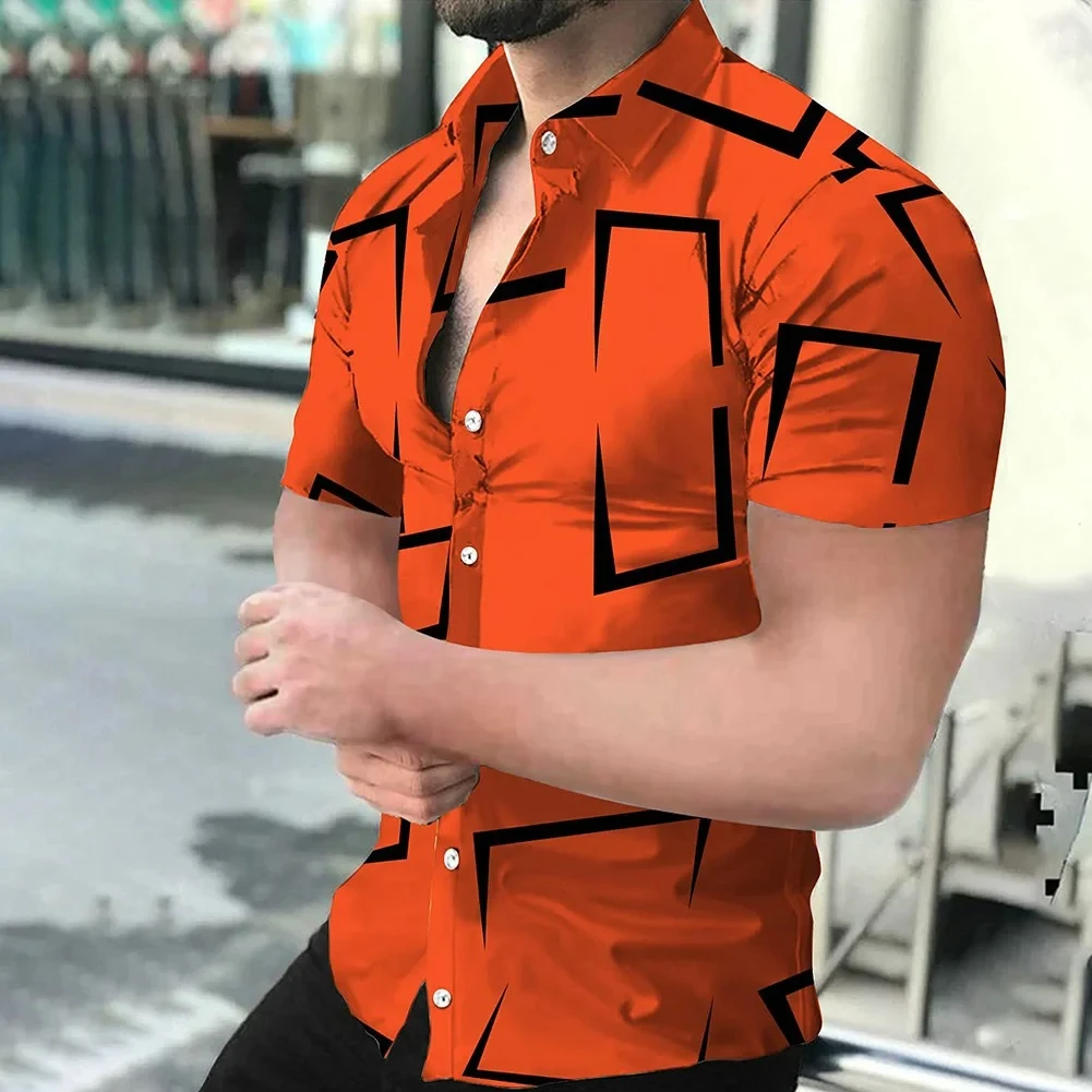 2024 New High Quality Hawaiian Simple Print 3D Printing Men's Shirts Fashion Button Short Sleeve Flip Collar Street Clothing - Image 5