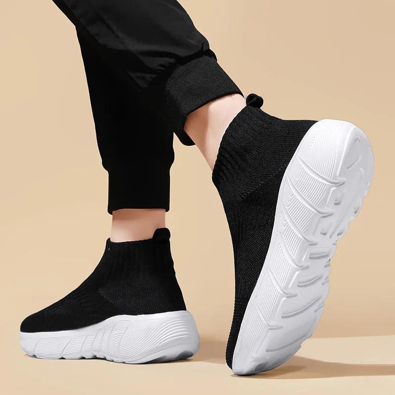 Fashion Orange Women's sports shoes High Top Breathable Knit Men's Running Shoes Platform Sock Shoes For Men Zapatillas De Mujer - Image 5