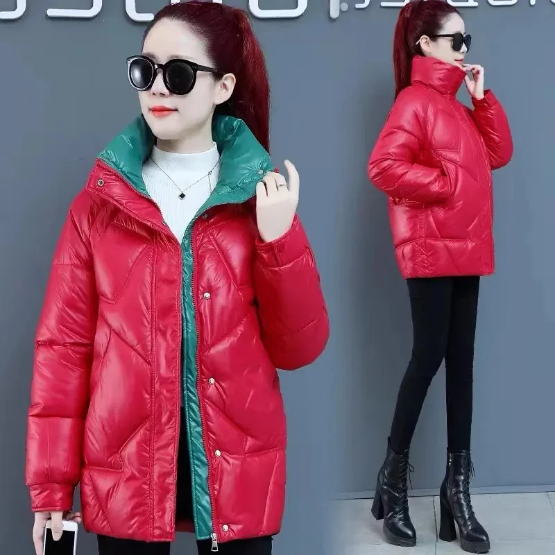2024Winter New Down Cotton Coat Women's Mid Length Cotton Coat Korean Thicken Outwear Hooded Outcoat Parkas Female Puffer Jacket - Image 4