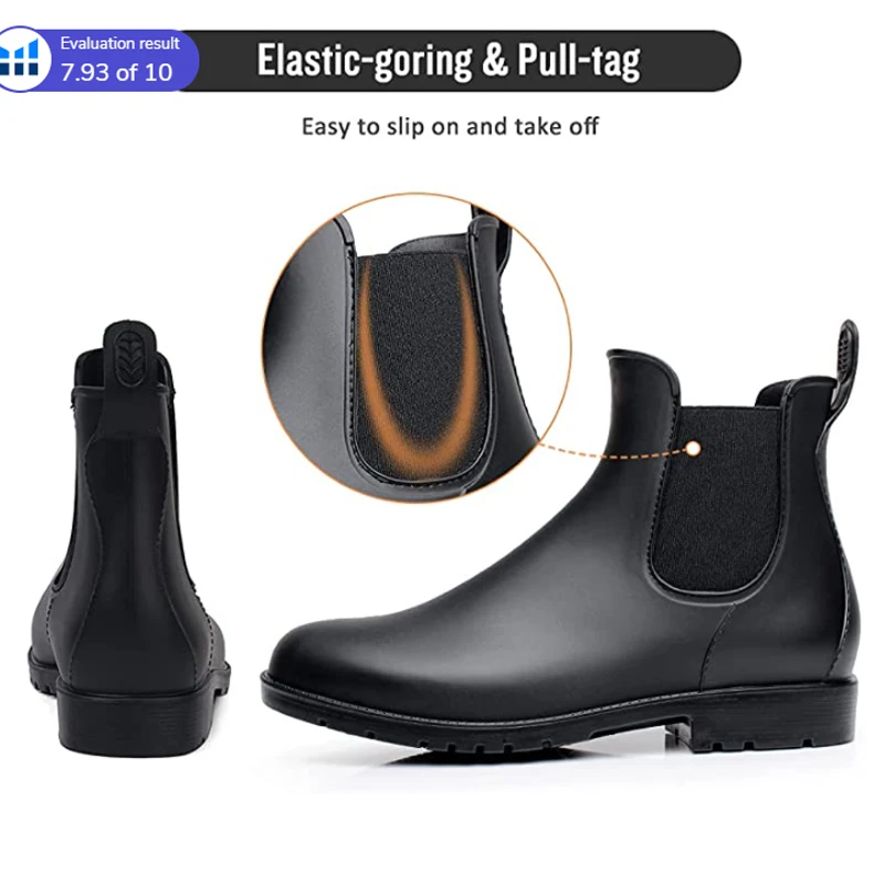 Litfun Women Chelsea Rain Boots Shiny Ankle Boots Waterproof Upper Toe Elastic Band Low Sole Fashion Non-slip Comfortable Boots - Image 6