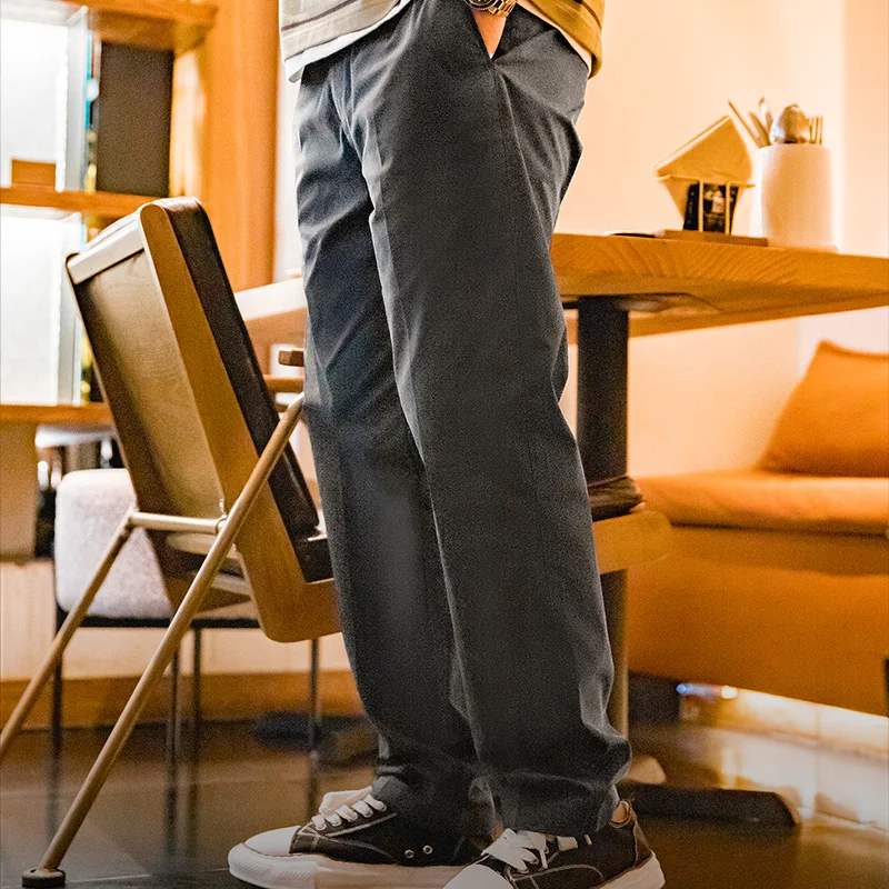 Maden Straight-fit Blazer Trousers for Men Khaki Casual Tapered Pants Elastic Waist Comfortable Pants Autumn Versatile - Image 4
