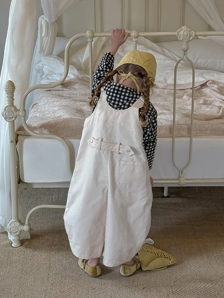 2025 Spring New Children Loose Overalls Cotton Boys Fashion Casual Pants Baby Girls Versatile Strap Trousers Kids Clothes - Image 4