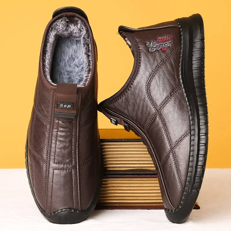 Winter men's boots are warm waterproof non slip thick walking boots, and oversized work shoes for men aged 38-48 platform boots - Image 4