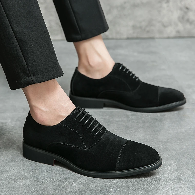 Italian Brand Men's Suede Shoes Banquet Dress Shoes Pointed Formal Shoes Formal Occasions Men's Business Shoes Non Slip - Image 5