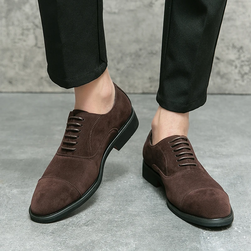 Italian Brand Men's Suede Shoes Banquet Dress Shoes Pointed Formal Shoes Formal Occasions Men's Business Shoes Non Slip - Image 3