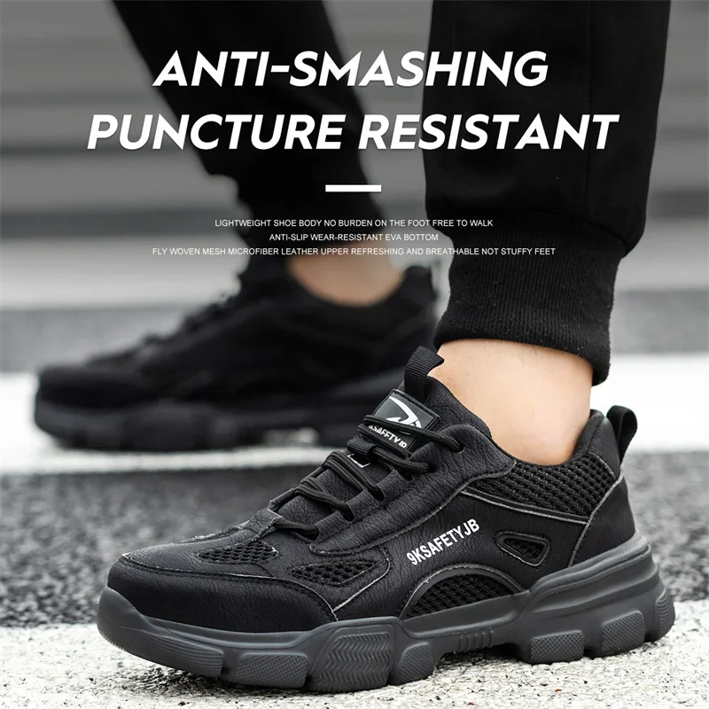 Summer Labor Protection Safety Wrok Shoes Anti Smashing Steel Toe Cap Breathable Comfortable Safety Boots Industrial Male Shoes - Image 6
