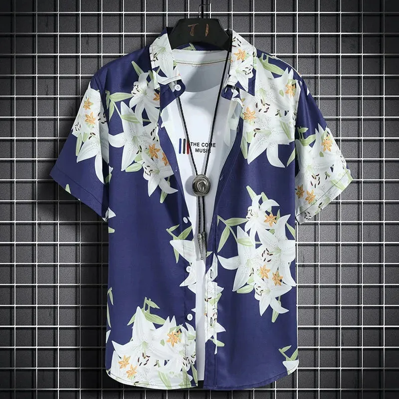 Hawaiian Beach Shirt Children Short Sleeve Casual Shirts Seaside Vacation Kids Boy Girl Loose Clothes Floral Blouse Tops - Image 2