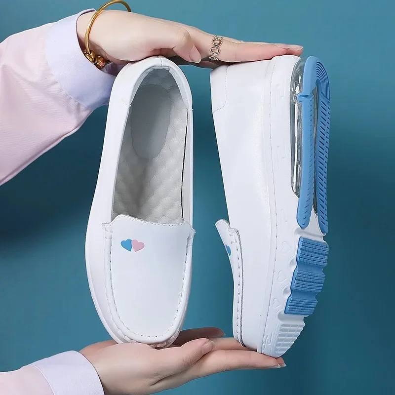 YAERNI Sneakers Women Flats for Women Loafers Casual Slip-On Nurse Shoes For Female Shoes Non-Slip Soft Breathable White Work - Image 3