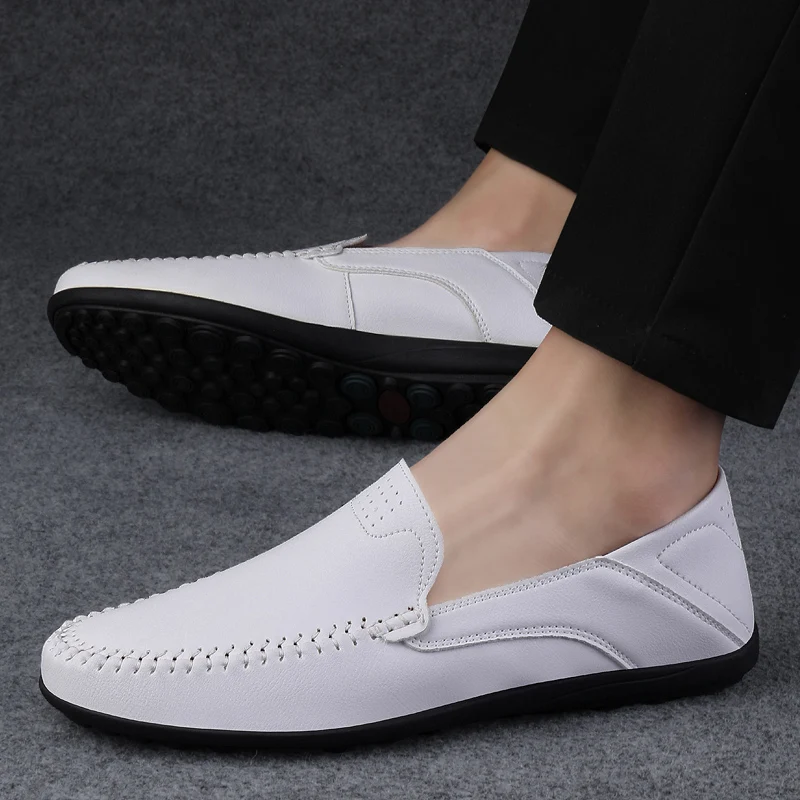 Luxury Leather Men Shoes Casual 2023 Italian Soft Men Loafers Handmade Moccasins Breathable Slip on Boat Shoes Zapatos Hombre - Image 6