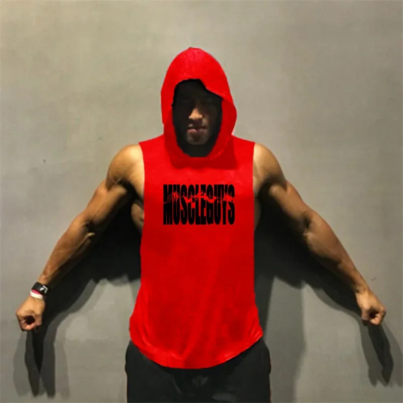 Gym Clothing Bodybuilding Stringer Hoodie Tank Top Muscle Shirt Fitness Men hooded undershirt Cotton workout Sleeveless shirt - Image 6