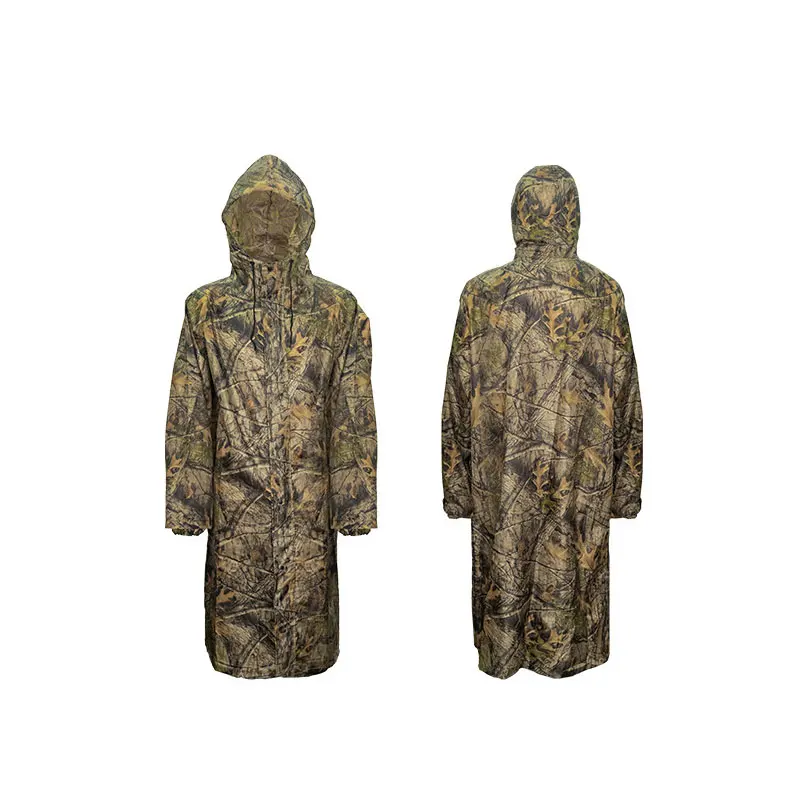 Camouflage Long Raincoat for Men Tactics Camo Waterproof Poncho Woman Coat Against Rain Fishing Hiking Conjoined Cover Clothing - Image 3